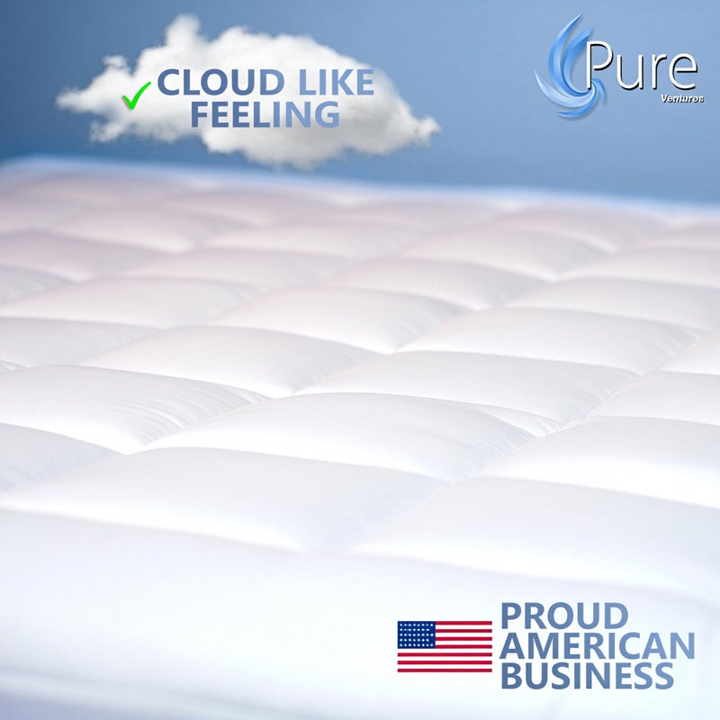 Pure Brands Queen Mattress Topper and Pad Cover Extra Thick Luxury Down Alternative Pillow Top Cooling Bed Topper Ultra Plush and Hypoallergenic Mattress Protector 18 Inch Deep Pocket - Image 4
